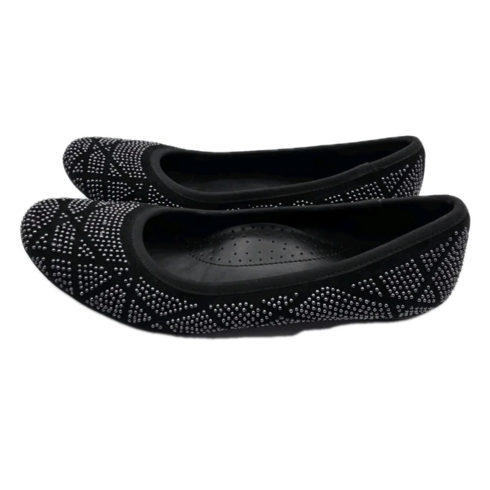 Vaneli Susan Studded Suede ballet flats Shoes Size 6N Black Padded Comfort Spark